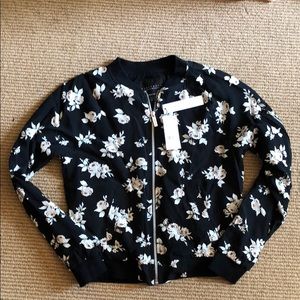 Black floral bomber jacket